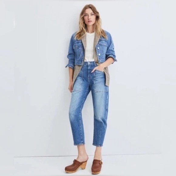 NWT VERONICA BEARD Keaton Plaid Denim Combo Dickey Jacket, Size S - Picture 2 of 16